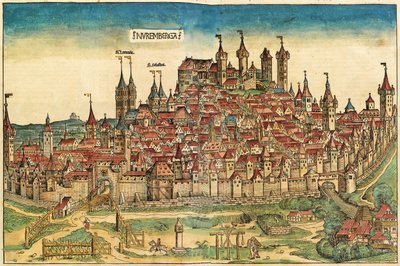 Vue de la ville de Nuremberg, publié dans la Chronique de Nuremberg, 1493 - German School