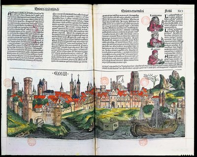 Vue de la ville de Cologne, de la Chronique de Nuremberg par Hartmann Schedel, 1493 - German School