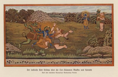 Vishnu tuant les démons Madhu et Kaitaba - German School