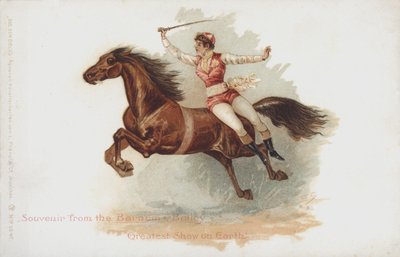 Femme cavalière du cirque Barnum et Bailey (chromolitho) - German School