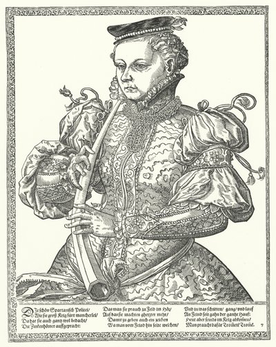Femme jouant du cor - German School