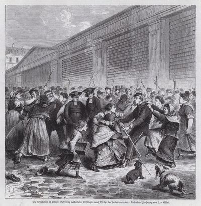 Les femmes du marché des Halles libérant des membres du clergé de la captivité, Commune de Paris - German School
