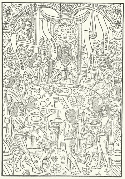 Gravure de la première édition de Lancelot du Lac, imprimée à Rouen par Jean le Bourgeois en 1488 - German School