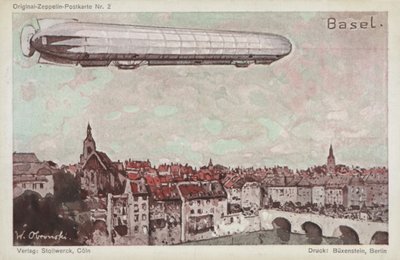 Zeppelin survolant Bâle - German School