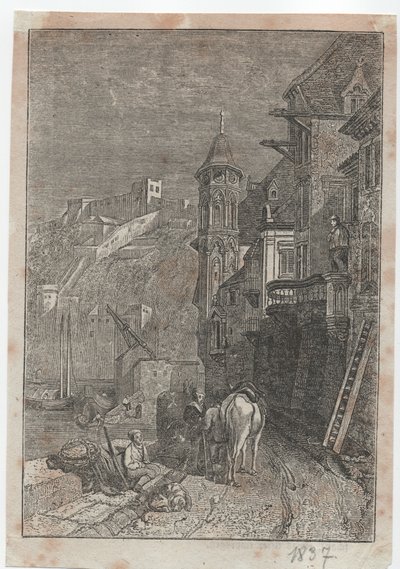 Scène de ville médiévale - German School