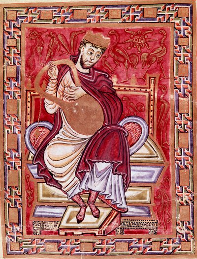 Représentation du roi David jouant de la lyre - German School