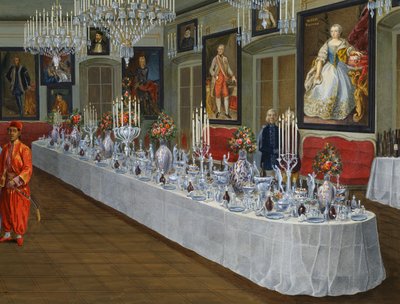 La salle à manger avec une série de portraits des empereurs des Habsbourg, Villa Lazarovich, résidence de Trieste de Maximilien de Habsbourg (1832-1867) - Germano Prosdocimi