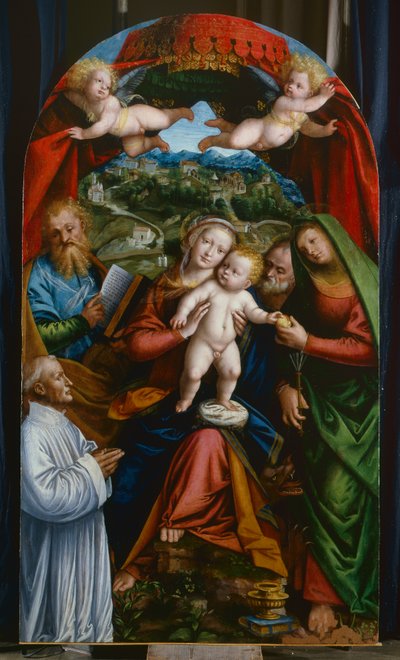 Madone et Enfant avec Sainte Marthe, Saint Jacques, Saint Joseph et un donateur, vers 1543 - Gerolamo Giovenone