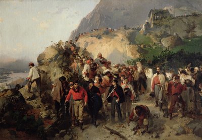 Garibaldi blessé (1807-82) dans les montagnes d
