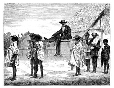 Indigènes africains portant un homme blanc, Afrique - Gerome Staal