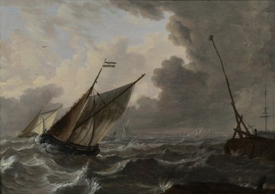 Navires à voile dans une mer agitée - Gerrit (attr. to) Pompe