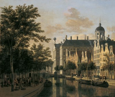 Le Nieuwezijds Voorburgwal avec le marché aux fleurs, Amsterdam - Gerrit Adriaensz Berckheyde