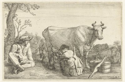 Vrouw bij het melken - Gerrit Bleker