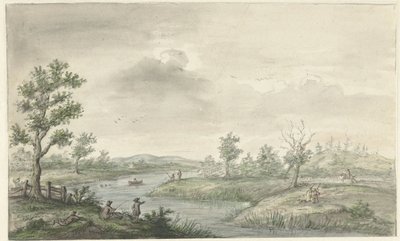 Paysage avec rivière sinueuse et pêcheurs - Gerrit Grasdorp (possibly)