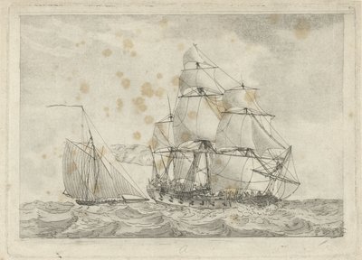 Cotre et une frégate de guerre - Gerrit Groenewegen