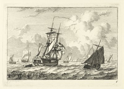 Différents voiliers sur une mer agitée - Gerrit Groenewegen