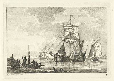Quatre voiliers sur des eaux calmes (Diverse schepen op het water) - Gerrit Groenewegen