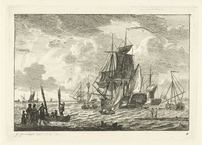 Vue de mer avec divers navires (divers navires sur l