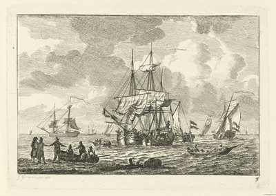 Vue de mer avec trois-mâts - Gerrit Groenewegen