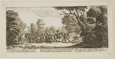 Découverte des soldats criminels, planche 9 des Grandes misères de la guerre - Gerrit Lucasz van Schagen