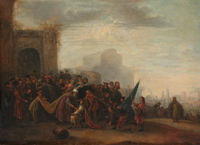 Saül accueillant David après sa victoire sur Goliath - Gerrit de Wet