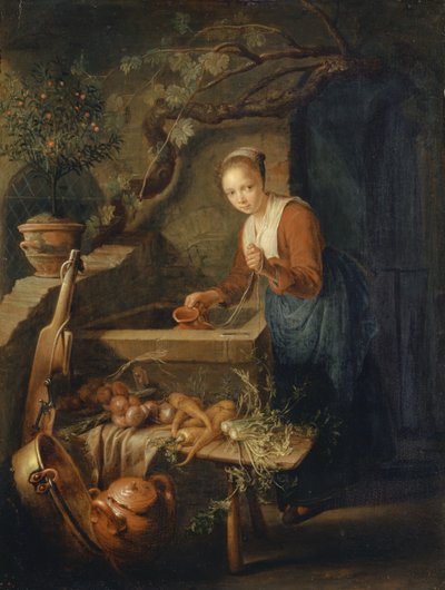Servante de cuisine au puits - Gerrit Dou