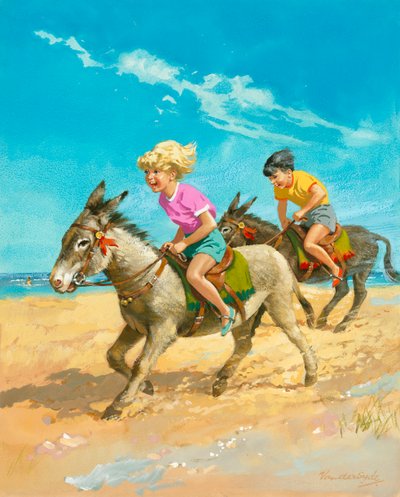 Garçon et fille à dos d