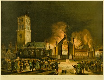 Églises Est, Sud et Croix, Dundee [comme elles apparaissaient en feu le matin du dimanche 3 janvier 1841] (d