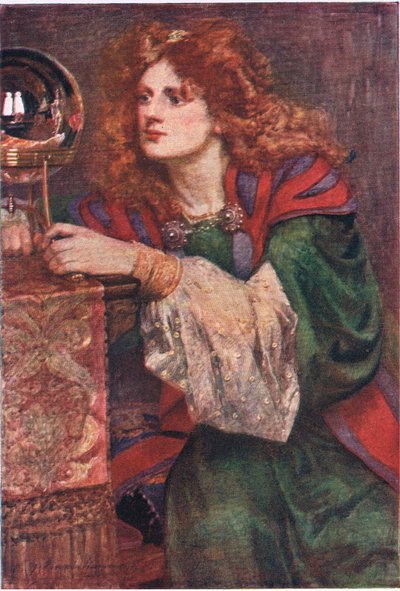 Britomart aperçoit le miroir, Histoires de la Reine des Fées publiées par George Harrap and Company - Gertrude E. Demain (after) Hammond
