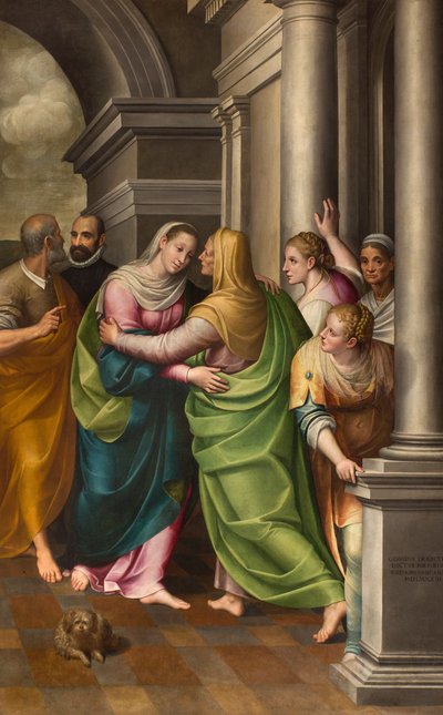 Transept sud, Autel de la Visitation, Retable par Gervaso Gatti, Visitation de Marie à sa cousine Élisabeth 1583 - Gervasio Gatti