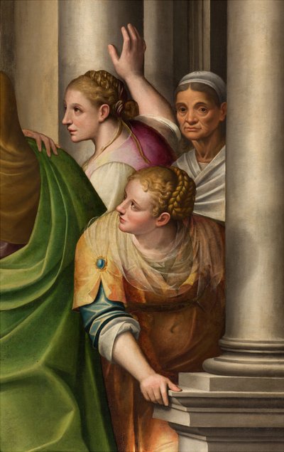 Transept sud, Autel de la Visitation, Détail du retable par Gervaso Gatti, La Visitation de Marie à sa cousine Élisabeth 1583 (détail) - Gervasio Gatti