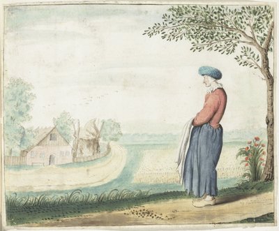 Paysanne dans un paysage - Gesina ter Borch (signed by artist)
