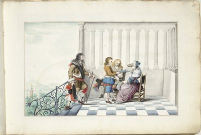 Groupe sur une terrasse - Gesina ter Borch (signed by artist)