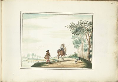 Homme et dame à cheval et un piéton dans un paysage - Gesina ter Borch (signed by artist)