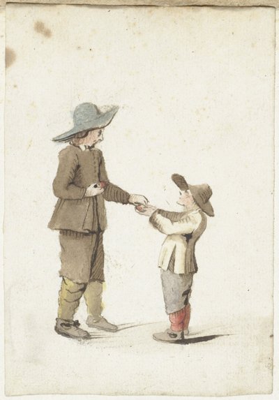 Garçon donnant une pomme à un garçon plus jeune - Gesina ter Borch
