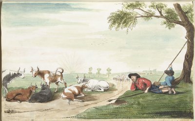 Deux gardiens de vaches au lever ou coucher du soleil - Gesina ter Borch