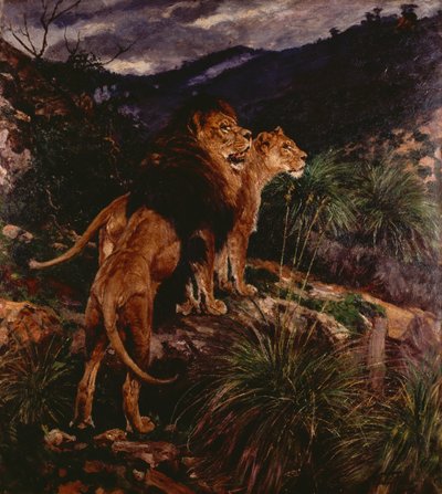 Lions en chasse - Geza Vastagh