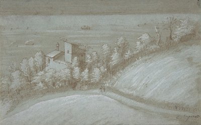 Une maison avec un pigeonnier et des arbres au bord de la mer, 16e siècle - Gherardo Cibo