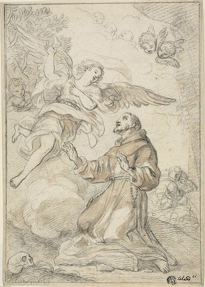 Ange apparaissant à saint Dominique - Giacinto Calandrucci