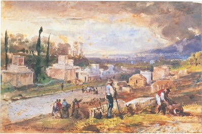 Italie, Pompéi, La Rue des Tombeaux 1862 - Giacinto Gigante
