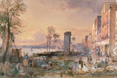 Vue de Naples depuis Marinella, par Giacinto Gigante (1806-1876), crayon, aquarelle et céruse sur papier, Italie - Giacinto Gigante