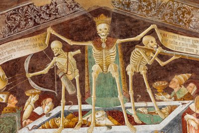 La Mort debout sur un sarcophage où reposent le Pape et l