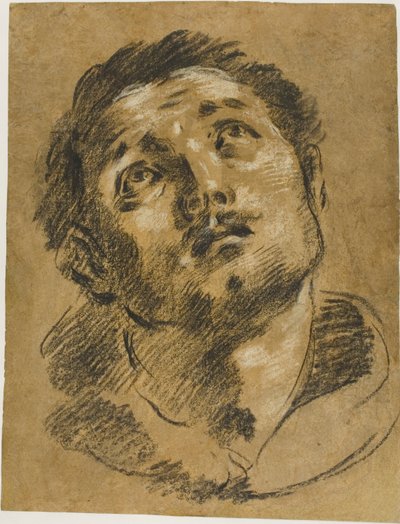 Tête de saint Étienne : Étude pour le martyre de saint Étienne - Giacomo Cavedone