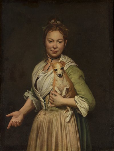 Une femme avec un chien - Giacomo Ceruti