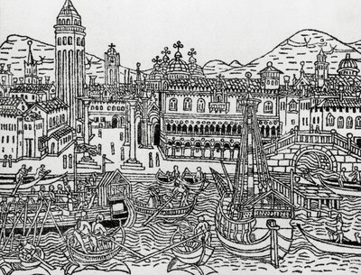 Vue de Venise au 15ème siècle, Italie, gravure sur bois, du Supplementum chronicarum par Giacomo Filippo Foresti (1434-1520) - Giacomo Filippo Foresti