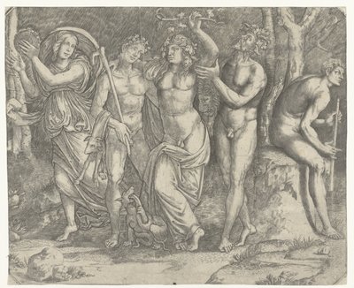 Bacchus et bacchantes et ménade avec tambourin - Giacomo Francia