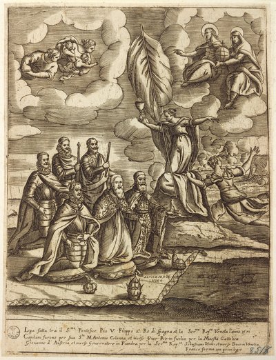 Allégorie de la Sainte Ligue de 1571 stipulée par le Pape Pie V, Philippe d