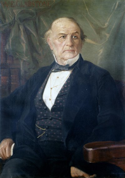 Portrait de William Ewart Gladstone. Homme politique britannique (1809 à 1898). Peinture de Mantegazza. Milano Museo del Risorgimento - Giacomo Mantegazza