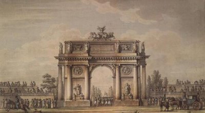 Vue des portes de Narva à Saint-Pétersbourg avec des tribunes pour spectateurs - Giacomo Quarenghi