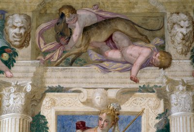 Putti avec un lévrier et mascarons - Giambattista Zelotti